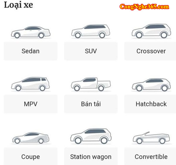 Xe hơi ô tô Sedan, SUV, Coupe, CrossOver, MPV, Hatchback, Bán tải là gì . Cách phân biệt ?